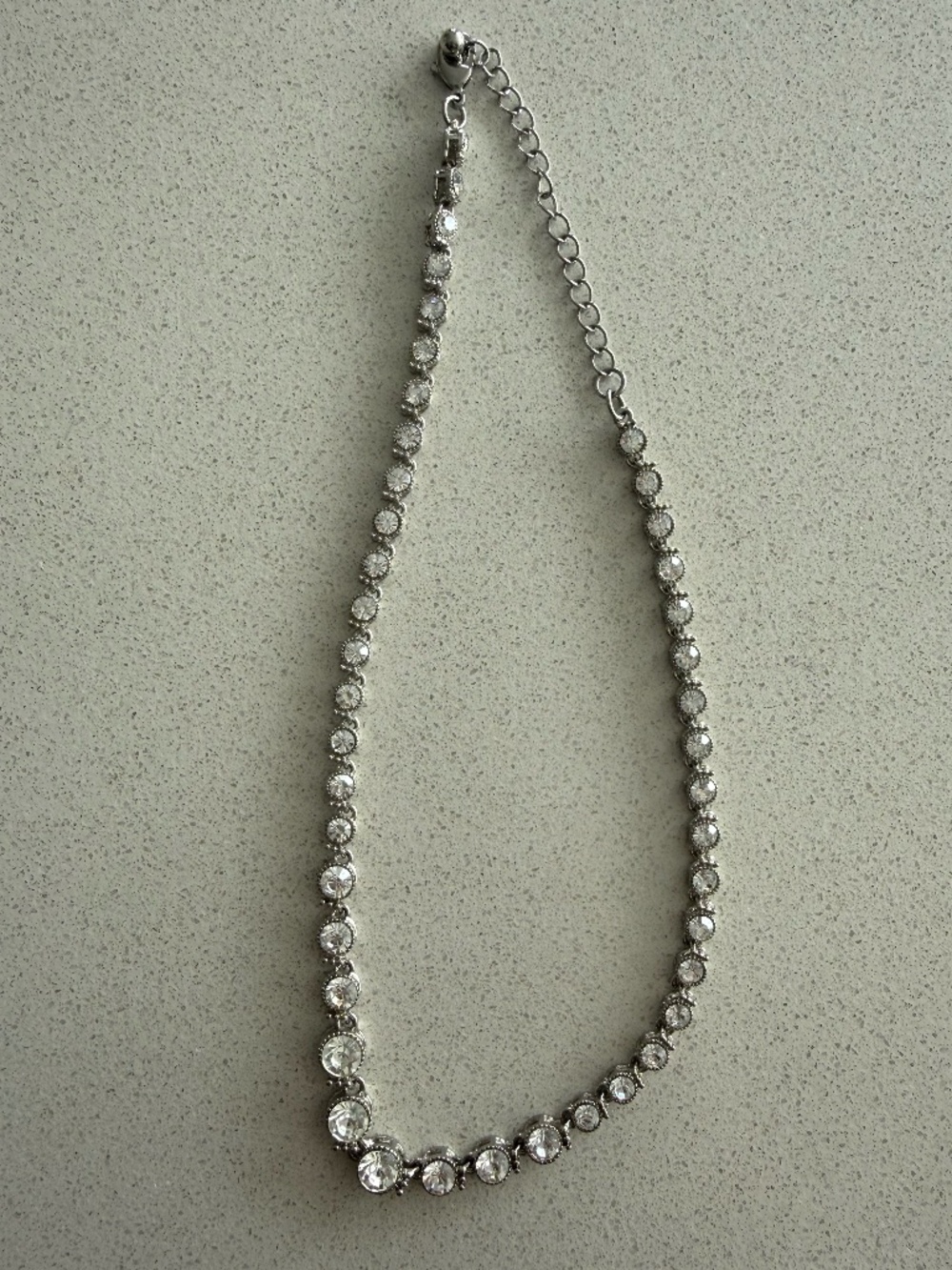 Silver Crystal Statement Necklace Graduated Rhinestone Necklace/Choker